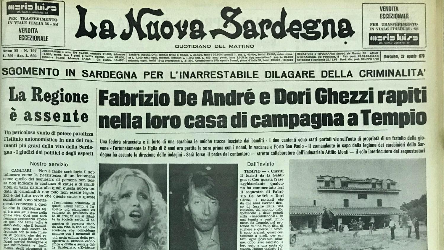 Cover articolo 27 agosto 1979: il sequestro di Fabrizio De André e Dori Ghezzi